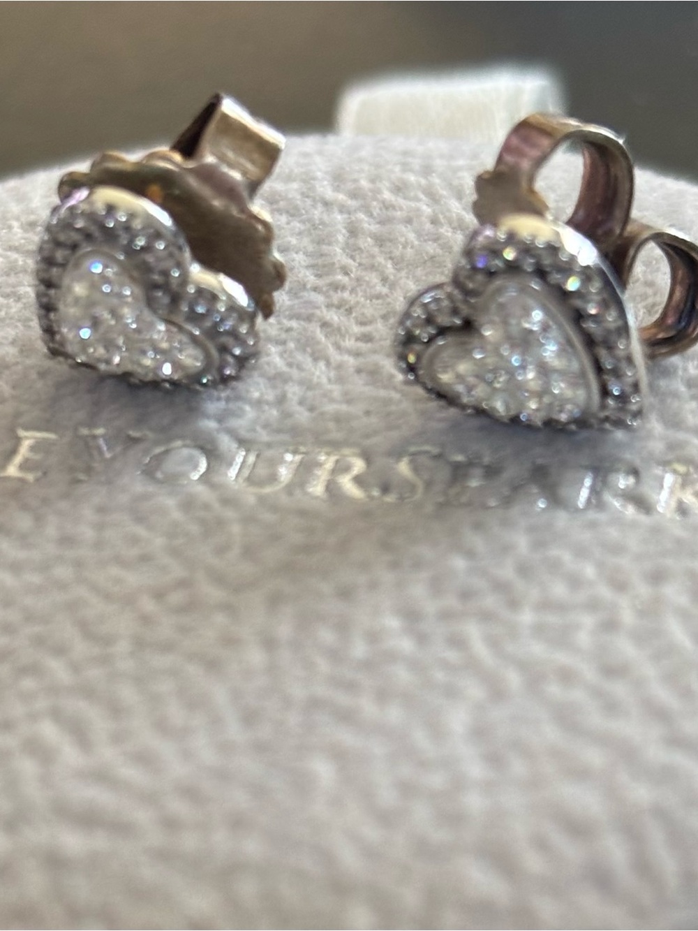 Dazzling Heart Pavé Stud Earrings in Silver-Tone